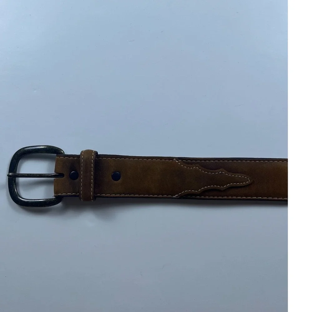 Justin Mens Brown Top Grain Leather Western Belt Made in USA 34 53709